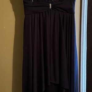 R&M Richards Dark Blue Embroidered Evening Dress